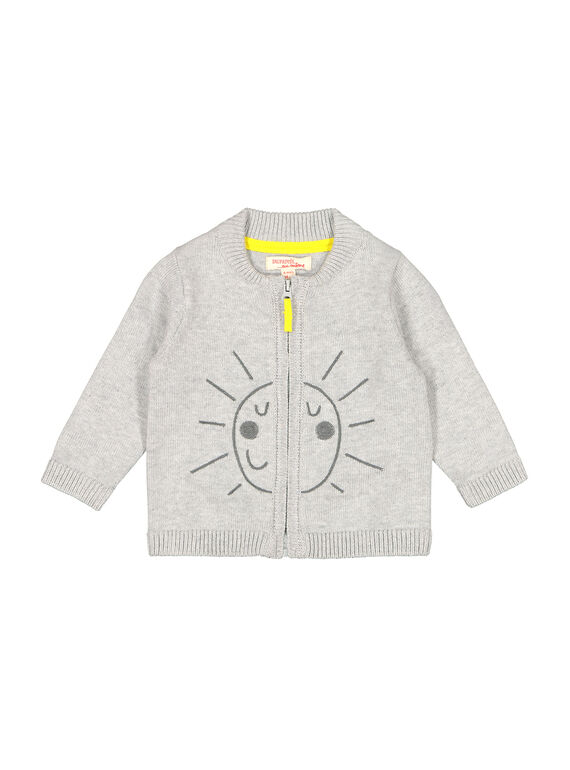 Cardigan con cerniera grigio neonato FUJOGIL1 / 19SG1031GILJ908