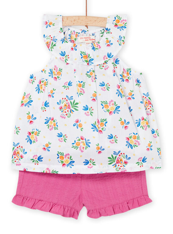 Canotta e shorts bianchi con stampa fiori RIPOPENS / 23SG09X1ENS000