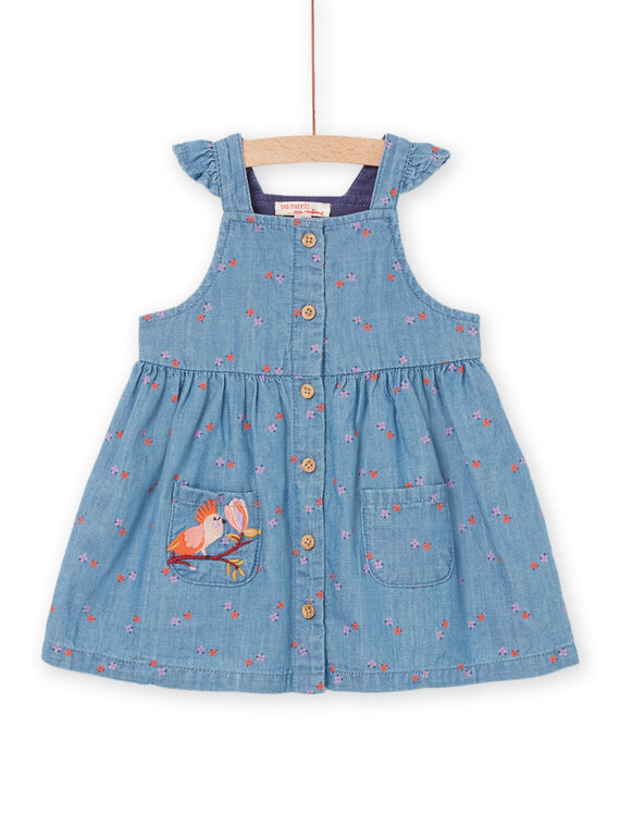 Abito denim con ricami fiori RISUNROB1 / 23SG09K2ROBP274