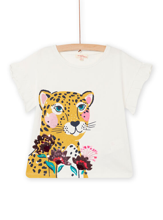 T-shirt ecrù con paillettes double face bambina NAGATI1 / 22S901O2TMC001