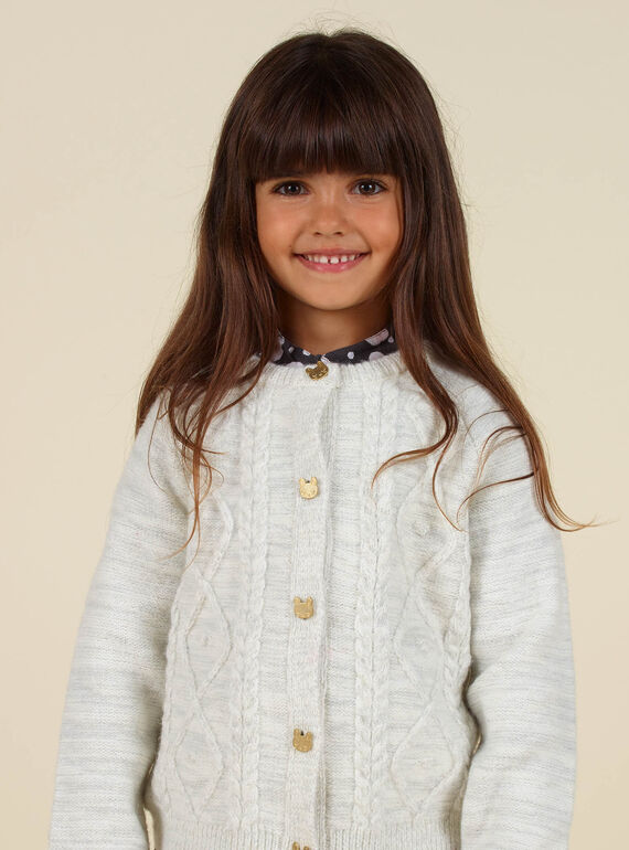 Cardigan ecrù glitterato bambina MAHICAR / 21W901U1CAR003
