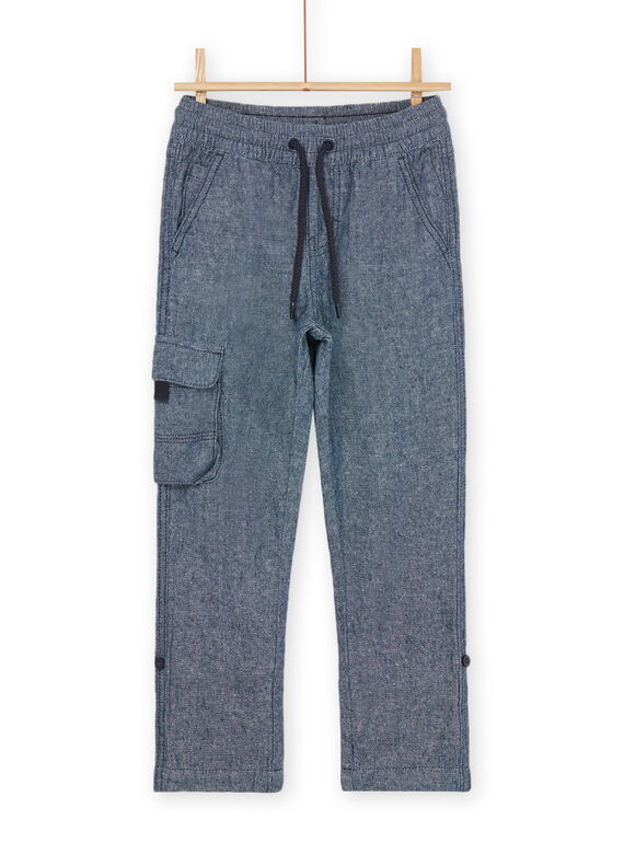 Pantaloni blu notte melange in misto lino e cotone ROBALPAN / 23S902W1PAN705