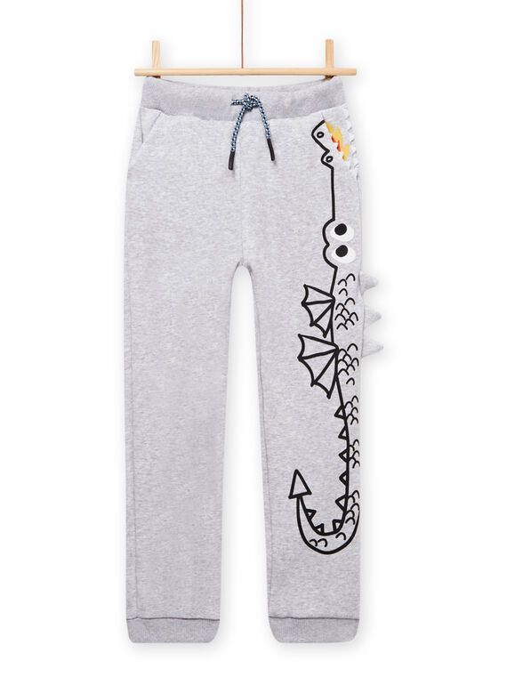 Pantaloni sportivi grigio melange con motivo drago bambino MOPLAJOG / 21W902O1JGBJ922