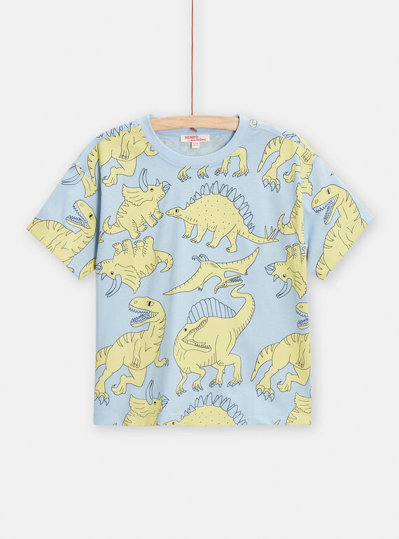 T-shirt blu con stampa dinosauri bambino TOJOTIAOP2 / 24S902B2TMCC218