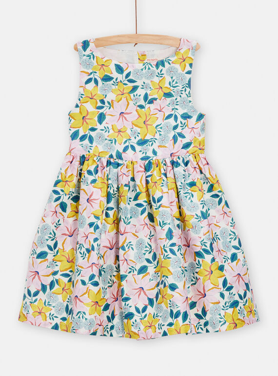 Abito blu e giallo con stampa a fiori bambina TAPOROB1 / 24S901M4ROB001
