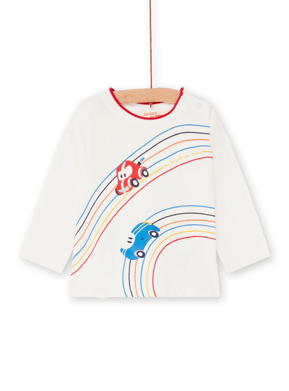 T-shirt ecrù e rossa neonato LUHATEE1 / 21SG10X2TML001