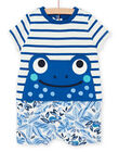 Tutina corta blu con stampa a righe e con motivo rana REGAGREBLUE / 23SH14H2GRE000