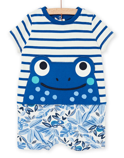 Tutina corta blu con stampa a righe e con motivo rana REGAGREBLUE / 23SH14H2GRE000
