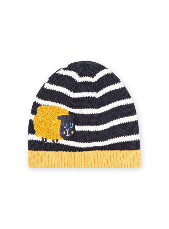 Berretto in maglia nero e giallo neonato MYUMIXBON1 / 21WI1052BONC234