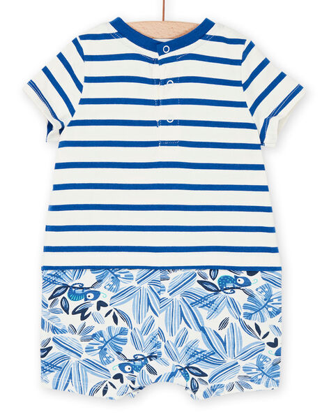 Tutina corta blu con stampa a righe e con motivo rana REGAGREBLUE / 23SH14H2GRE000