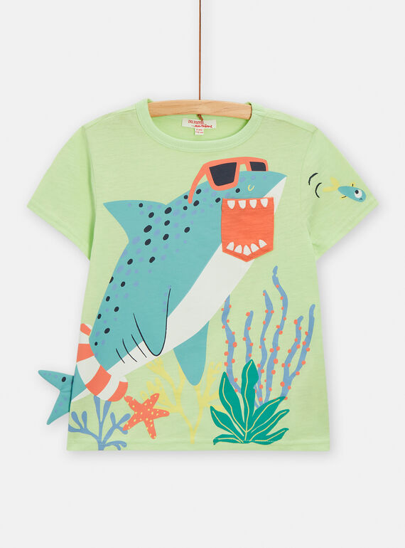 T-shirt verde con motivo squalo bambino TORYTI4 / 24S902U4TMC603