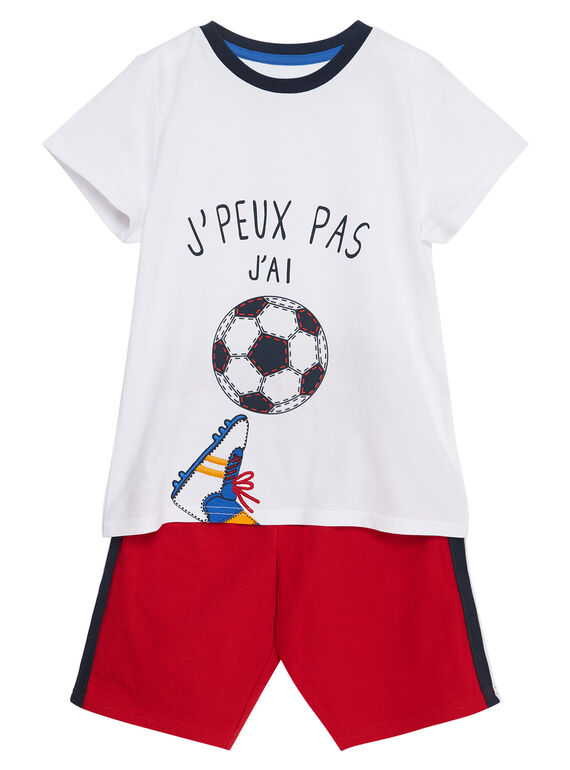 Pigiama corto bambino bianco e rosso JEGOPYCFOOT / 20SH12U9PYJ000