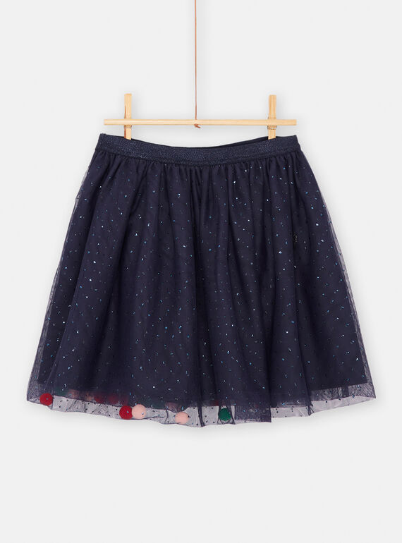 Gonna navy con stampa a pois glitterati bambina SAWAYJUP1 / 23W901S1JUP070