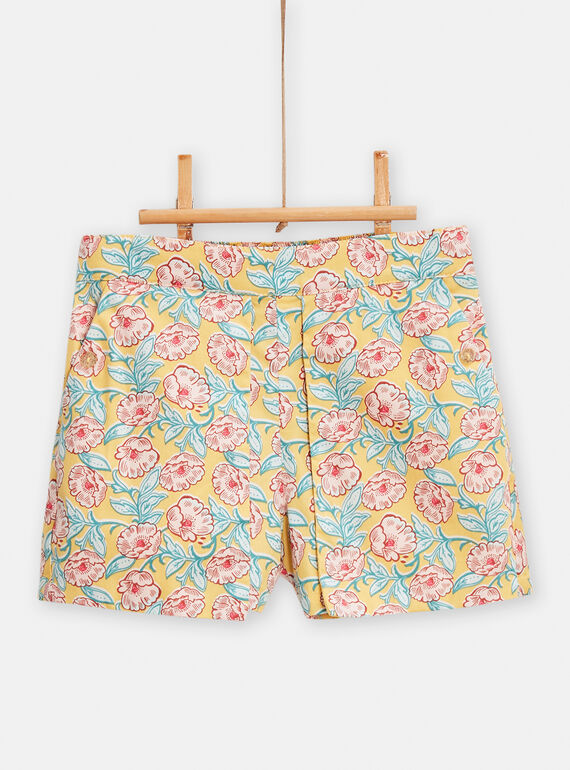 Shorts gialli con stampa a fiori bambina TAJASHORT / 24S90111SHO104
