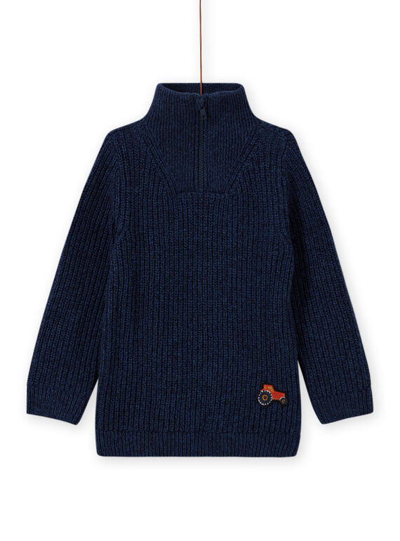 Maglia collo alto blu e ricamo trattore bambino MOCOPUL / 21W902L1PUL219