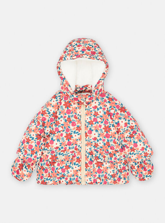 Piumino beige con stampa a fiore neonata SIFLODOU / 23WG09D3D3E806