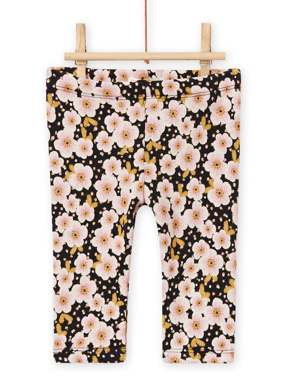 Pantaloni foderati grigi stampa a fiori neonata MIHIPAN2 / 21WG09U1PANJ905