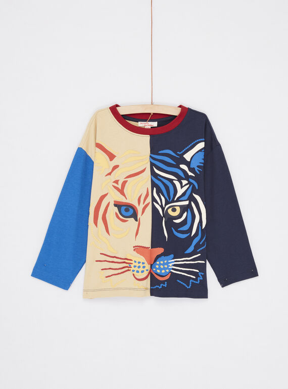 T-shirt colorblock multicolore con motivo testa di tigre bambino SOFORTEE3 / 23W902K1TMLA002