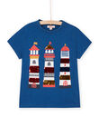 T-shirt blu con stampa fari ROBLETI / 23S90231TMCC204