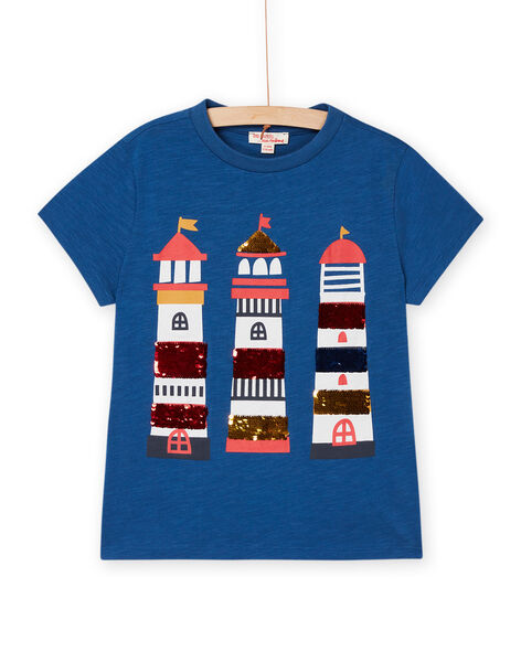T-shirt blu con stampa fari ROBLETI / 23S90231TMCC204