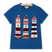 T-shirt blu con stampa fari