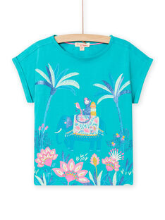 T-shirt turchese motivo elefante fantasia bambina NAGATI2 / 22S901O1TMC202