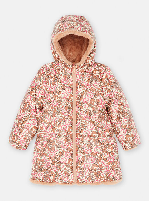 Parka con cappuccio double face rosa e nocciola SABIPARKA / 23W901D1PAR821