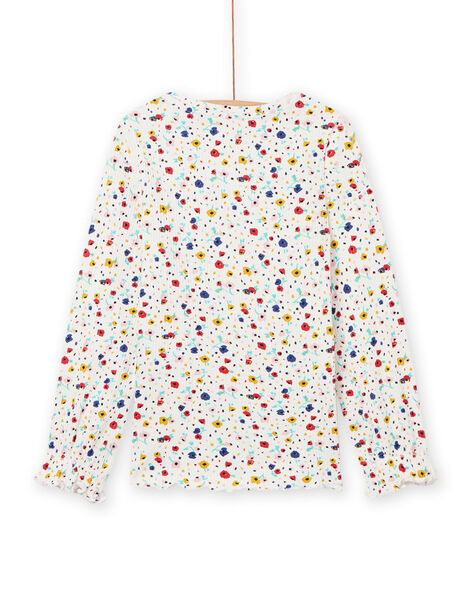 T-shirt morbida ecrù con stampa a fiori bambina NAJOTEE5 / 22S90173TML001