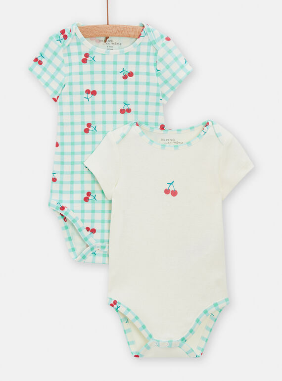2 body bianche e turchese a maniche lunghe neonata TEFIBODCER / 24SH1366BDL001