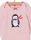 Body maniche lunghe rosa melange motivi pinguini neonata MEFIBODNEI / 21WH13C2BDLD314