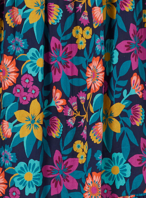 Gonna lunga blu stampa fiori colorati bambina LAMUMJUP2 / 21S901Z1JUPC211