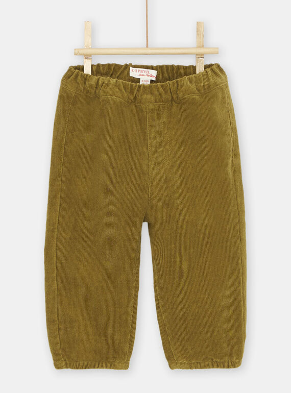 Pantaloni in velluto verde oliva neonato SUJOPAN3 / 23WG10B2PAN633