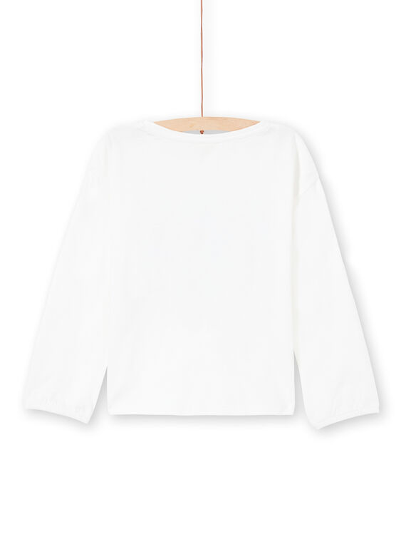 T-shirt con maniche a sbuffo ecrù con stampa squali double face bambina MAMIXTEE4 / 21W901J5TML001