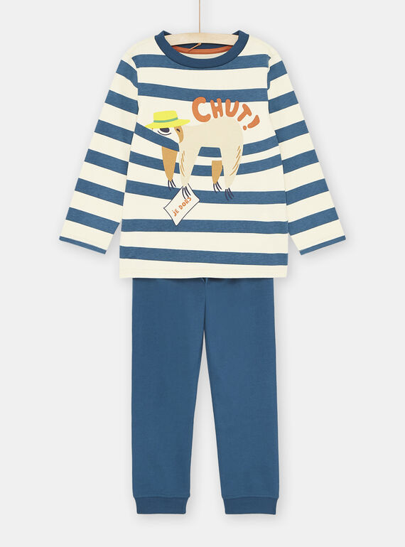 Pigiama blu e beige con motivo bradipo bambino SEGOPYJPAR / 23WH1232PYJA016