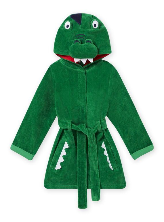Vestaglia verde con cappuccio stampa coccodrillo bambina NEGOPEICRO / 22SH12G1RDCG623