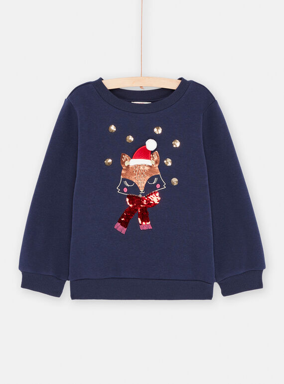 Felpa navy con motivo volpe SAWAYSWEA / 23W901S1SWE070