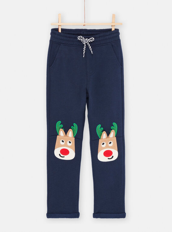 Pantaloni blu notte con patch cervi bambino SOWAYPAN / 23W902S1PAN705