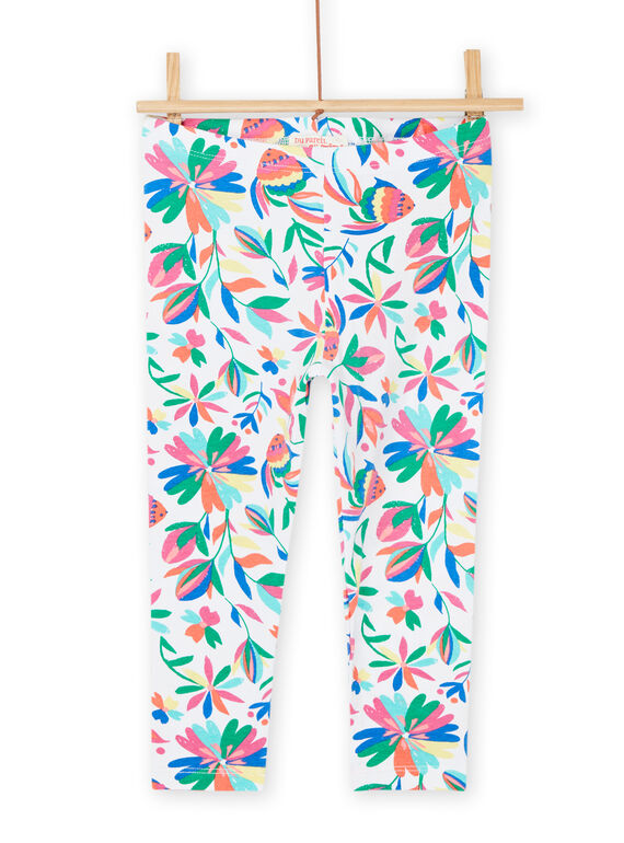 Leggings bianchi con stampa fiori RYAPOPLEG / 23SI01X1CAL000