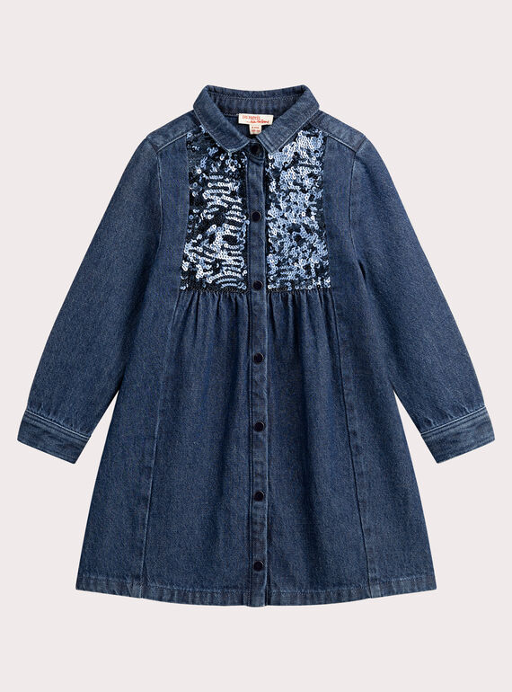 Abito in jeaN con paillettes blu per ragazza  VAKLIROB2 / 24W90141ROBP271