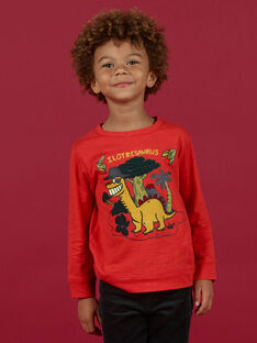 T-shirt maniche lunghe rossa motivi dinosauri bambino MOFUNTEE2 / 21W902M3TMLF505