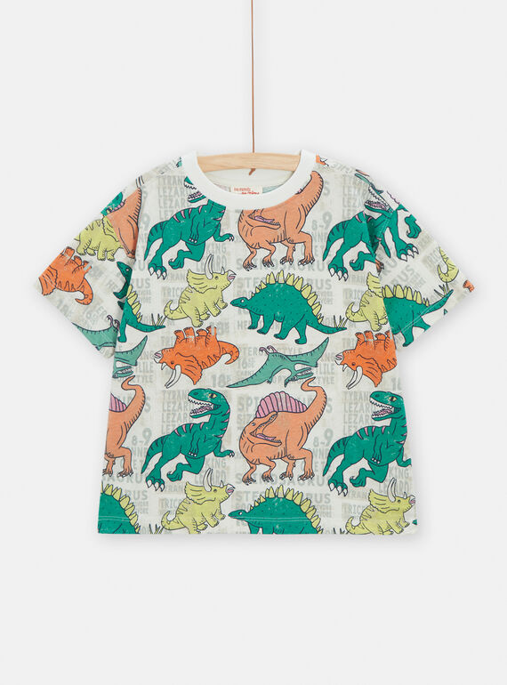 T-shirt ecrù con stampa dinosauri bambino TOCOTI4 / 24S902N3TMC002