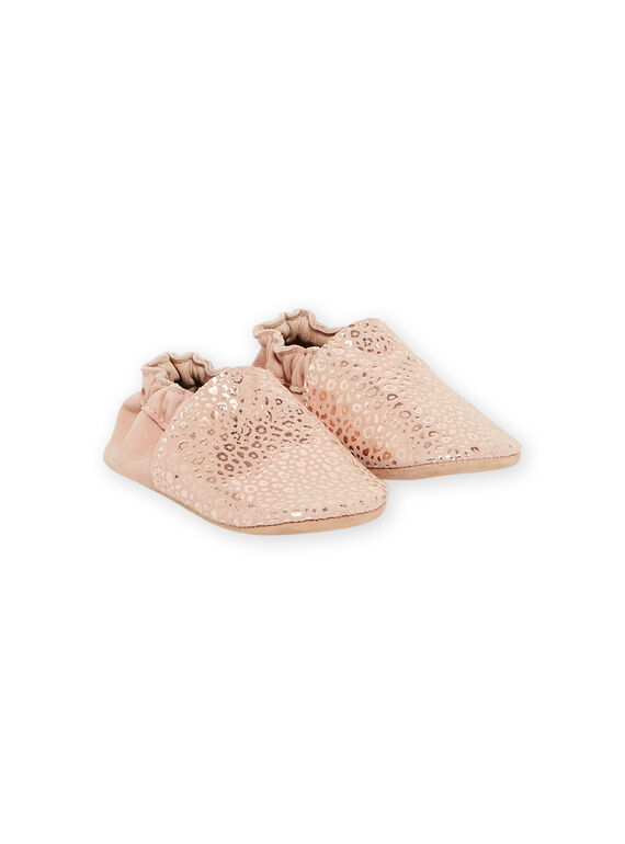 Babbucce pelle morbida rosa stampa leopardo neonata MICHOPRINT / 21XK3724D3S030