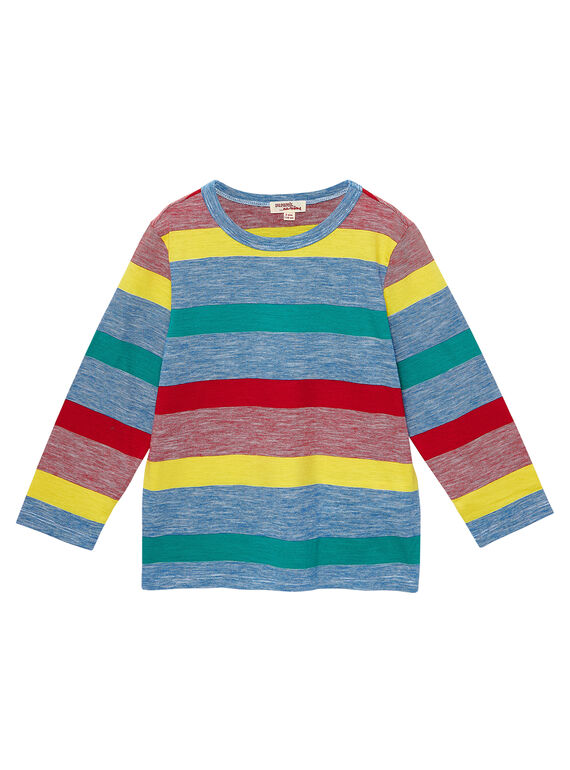 T-shirt maniche lunghe bambino a righe multicolore JOGRATEE1 / 20S902E2TMLC228