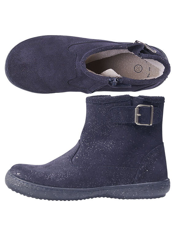 Stivaletti crosta di pelle glitter navy bambina GFBOOTMATER / 19WK35I7D0D070