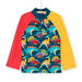 T-shirt anti-UV turchese con motivo dinosauri