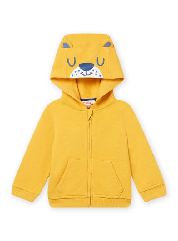 Cardigan con cappuccio giallo stampa leone neonato NUJOGIL2 / 22SG1062GIL106