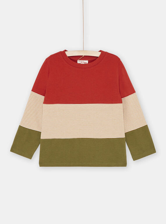 T-shirt marrone e verde bambino SOJOTIDEC2 / 23W902F1TML410