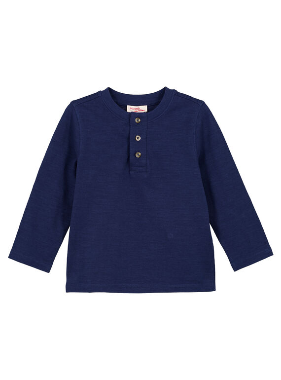 T-shirt collo alla tunisina Navy maniche lunghe GOJOTUN1 / 19W90234D32070
