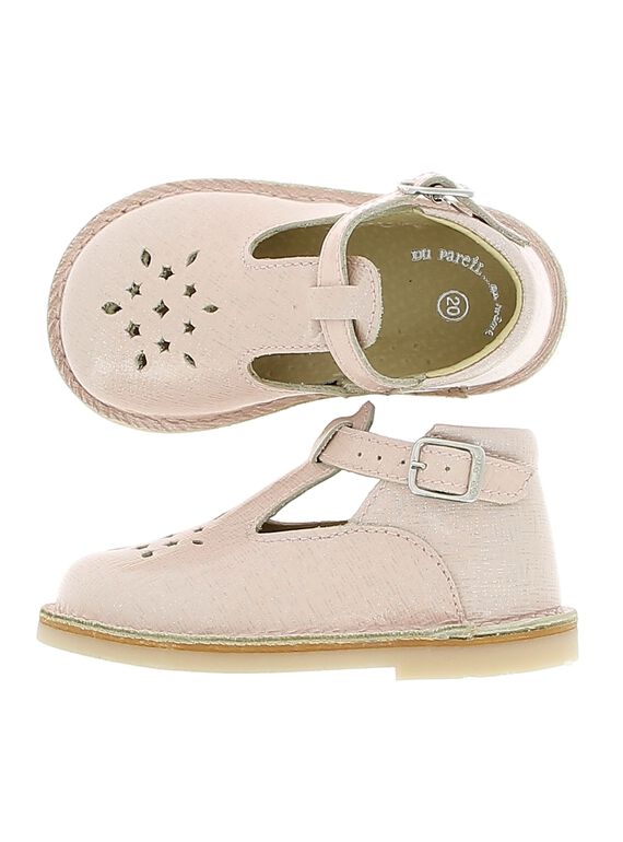 Baby girls' leather T-bar shoes CBFSALBASI1 / 18SK37W1D3H030