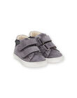 Sneakers alte in crosta di pelle grigia glitterata e stampa leopardo PIBASLEO / 22XK3781D3P940